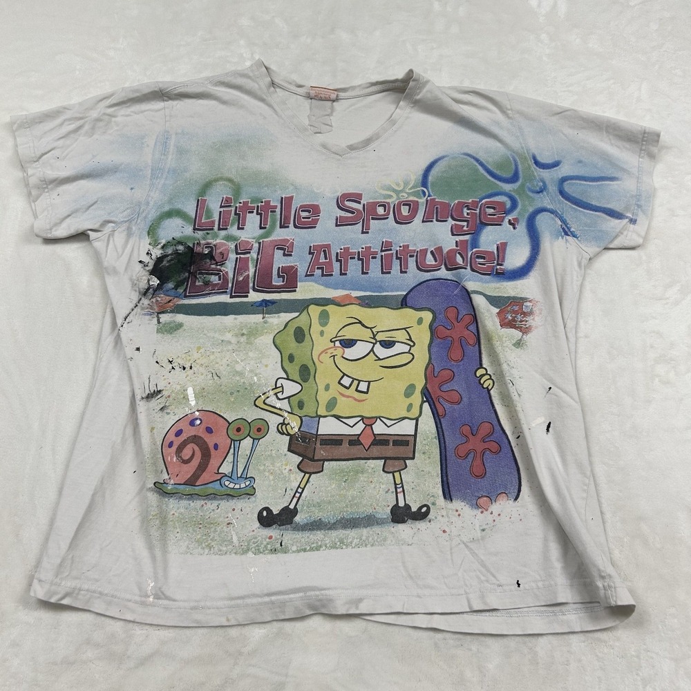 Nickelodeon SpongeBob SquarePants T-Shirt surf White Distressed Graphic